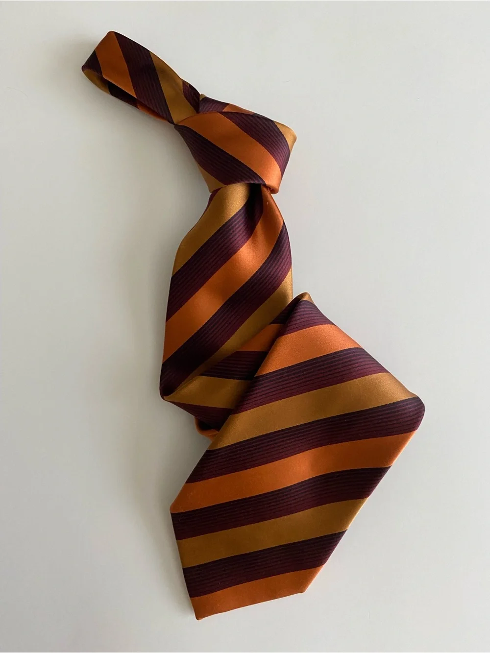 BCBG Diagonal Stripe Tie in Orange and Burgundy